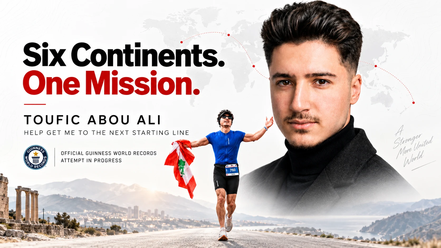 Six Continents, One Mission — Toufic Abou Ali Guinness World Records attempt in progress