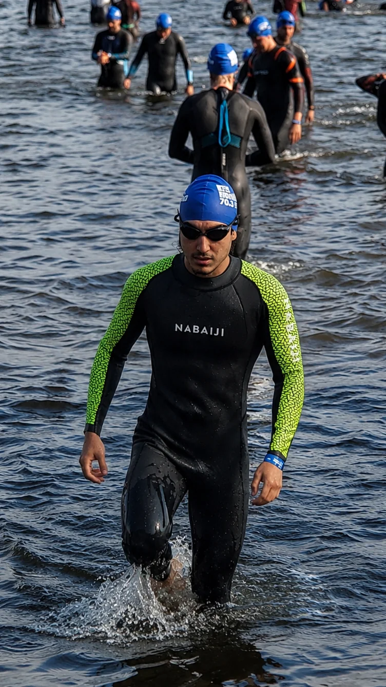 Toufic leaving the water at IRONMAN 70.3 Warsaw